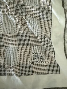 Burberrys Vintage Logo Plaid Silk Scarf in Beige and Black